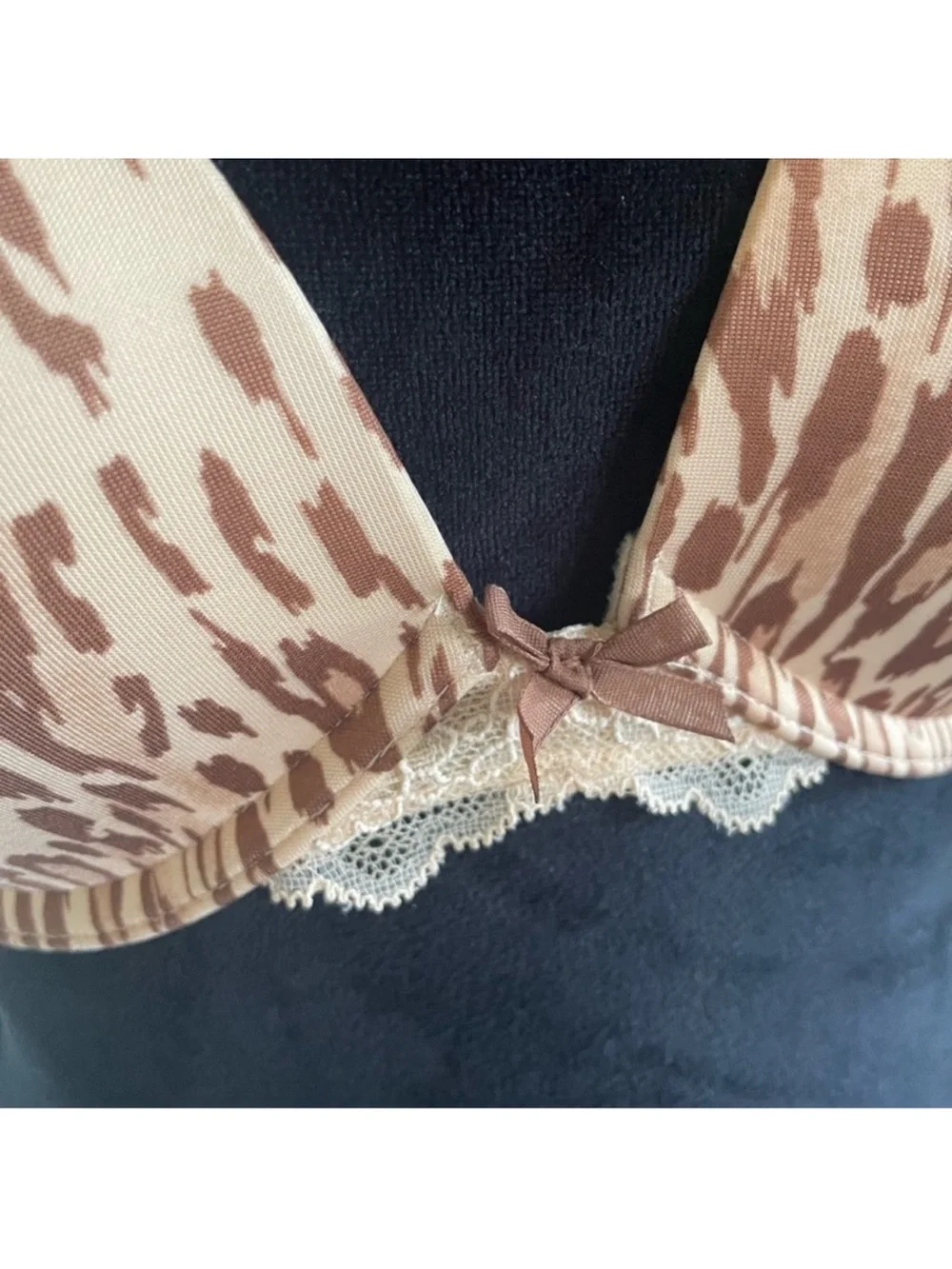 Victoria’s Secret Dream Angels push-up leopard pink & lace lingerie bra size 36D - Picture 9 of 14